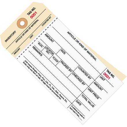 6 <span class='fraction'>1/4</span> x 3 <span class='fraction'>1/8</span>" - (4000-4499) Inventory Tags  2 Part Carbonless Stub Style #8