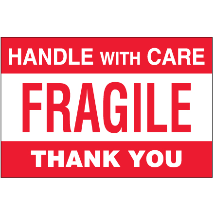 4 x 6" - "Fragile - Handle With Care" Labels