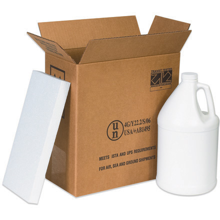 12 x 6 x 12 <span class='fraction'>3/4</span>" 2 - 1 Gallon Plastic Jug Shipper Kit