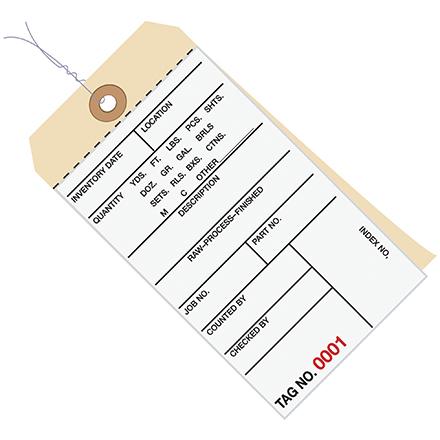 6 <span class='fraction'>1/4</span> x 3 <span class='fraction'>1/8</span>" - (5500-5999) Inventory Tags 2 Part Carbonless # 8 - Pre-Wired